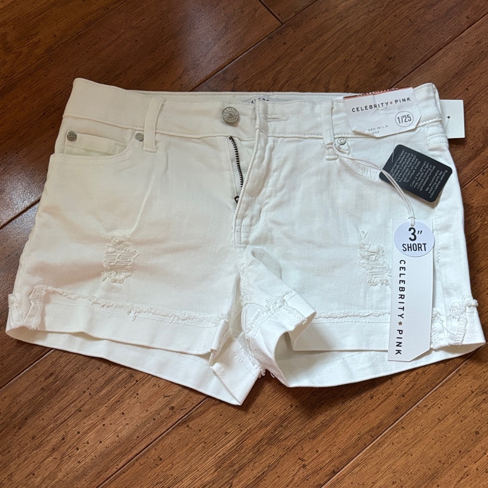 Celebrity Pink Women's Cream Jean Shorts